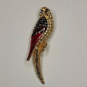 Parrot Brooch with Crystals